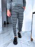 Yellow checked, elastic men's pants - gray